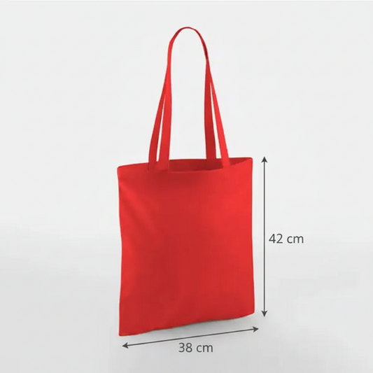 Bright Red Classic Cotton Tote Bag, 38 × 42 cm, 140 g/m² cotton with long handles – alternate product photo