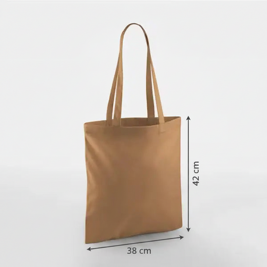 Caramel Brown Classic Cotton Tote Bag, 38 × 42 cm, 140 g/m² cotton with long handles – alternate product photo