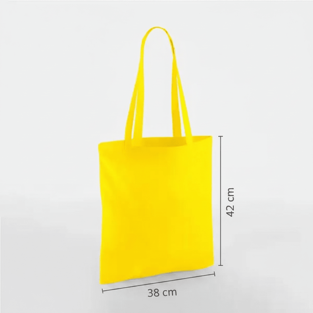 Gul klassisk mulepose i bomuld 38 × 42 cm (140 g/m²) – billede 2