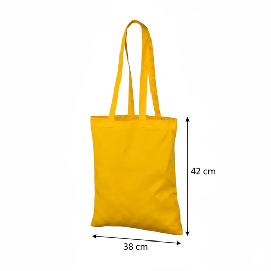 Yellow Cotton Tote Bag with Logo Print (140 g/m², 38×42 cm) – image 2