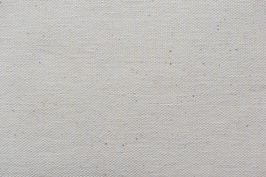 Close-up of heavyweight natural cotton canvas weave, the texture behind a premium tote bag
