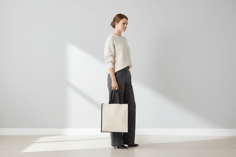 Premium Tote Bags with Custom Print in Black, Navy, Beige & Grey