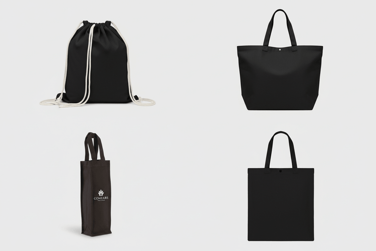 Black Tote Bags with Custom Print