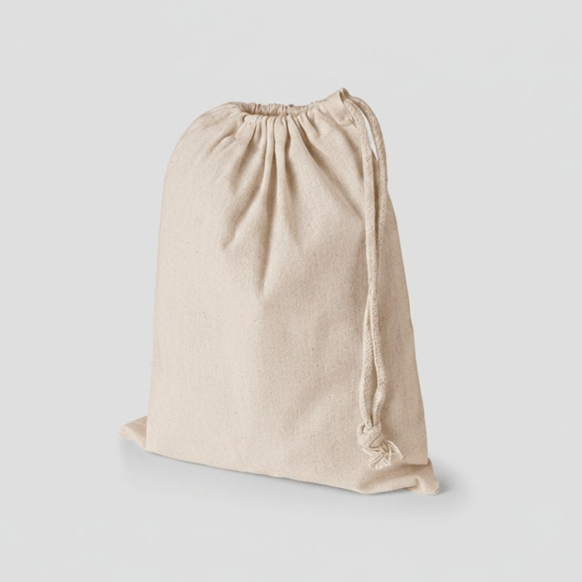 Natural Drawstring Pouches with with One Side Rope 140 g/m²