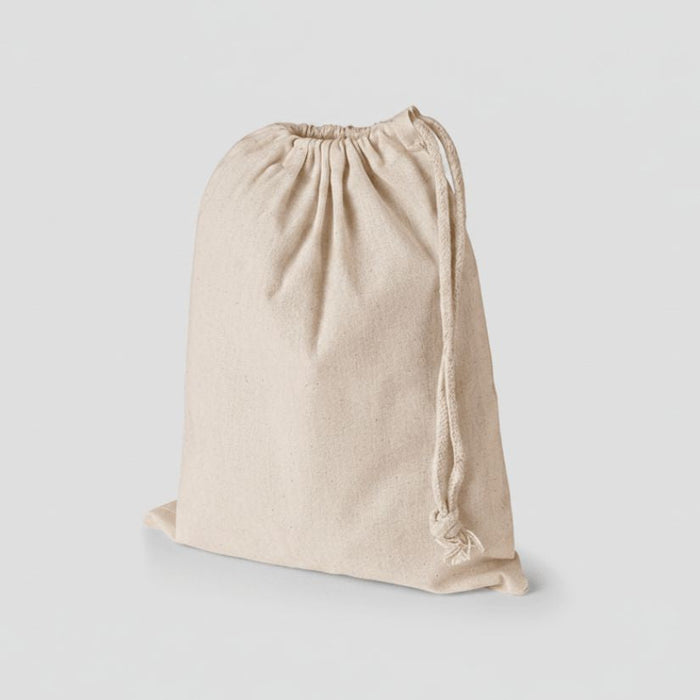 Natural Drawstring Pouches with One Side Rope 140 g/m²