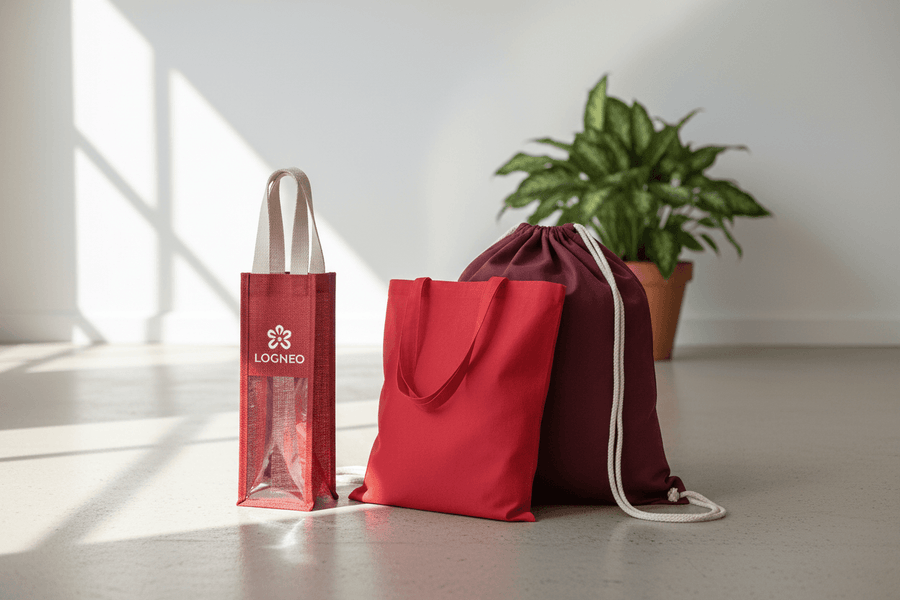Red Tote Bags with Custom Print