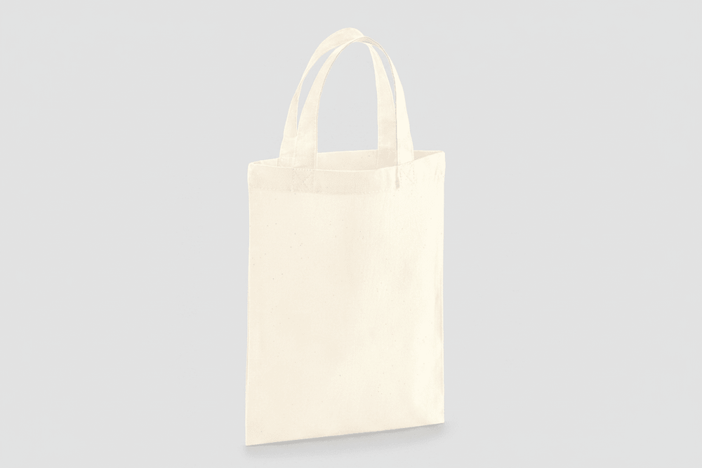 Video of the tiny cotton tote bags 140 g/m² with how ordering works (landscape)