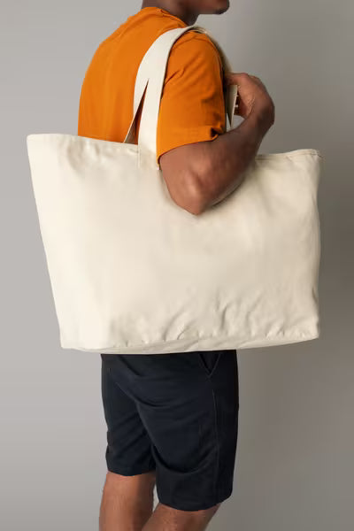 Oversized Heavy Duty Canvas Tote Bag with Custom Print, 475 g/m² (W606)