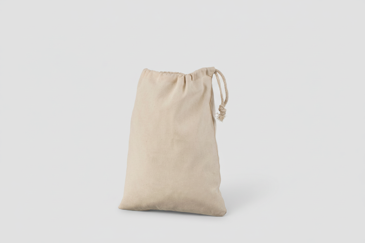 Cotton Drawstring Pouches (White) 140 g/m²