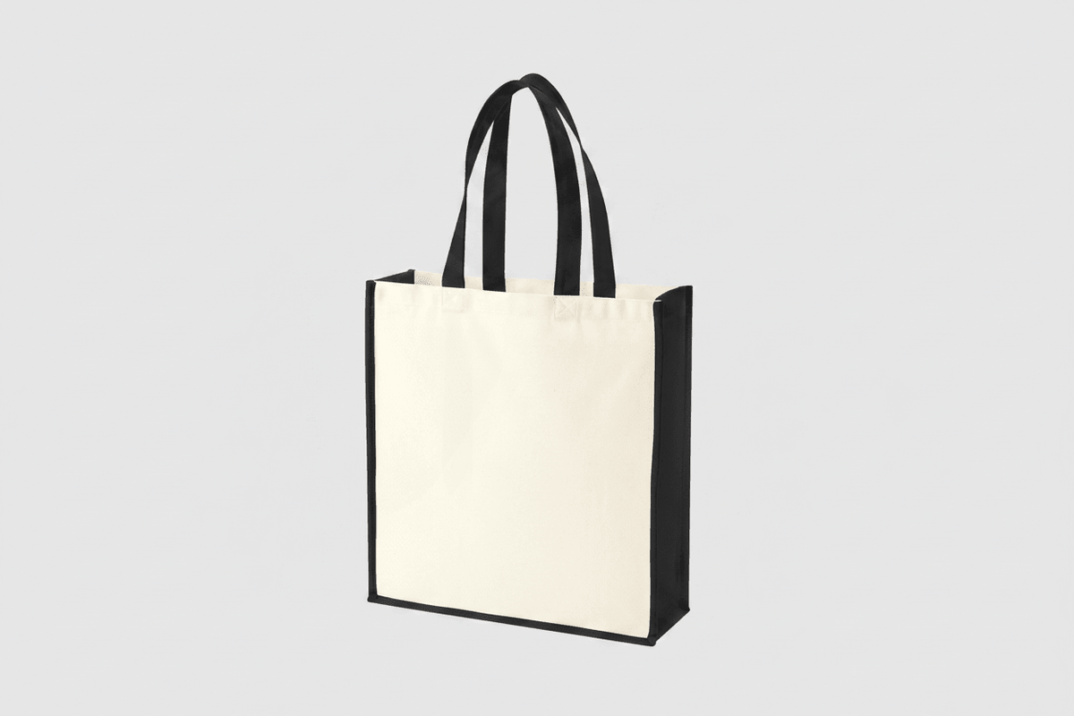 Gallery canvas tote bag with gussets and logo print, 407 g/m², 39 × 42 cm