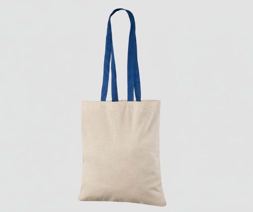 Cotton Tote Bags with Colored Handles and Custom Print, 140 g/m²