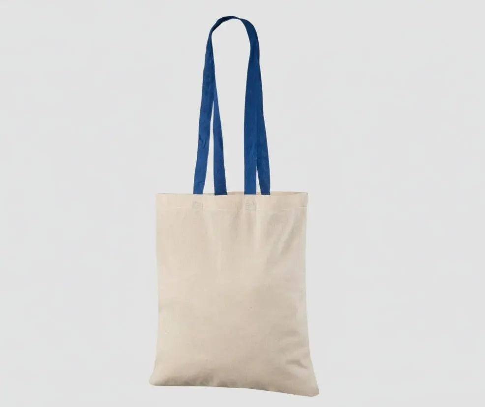 Cotton Tote Bags with Colored Handles and Custom Print, 140 g/m²