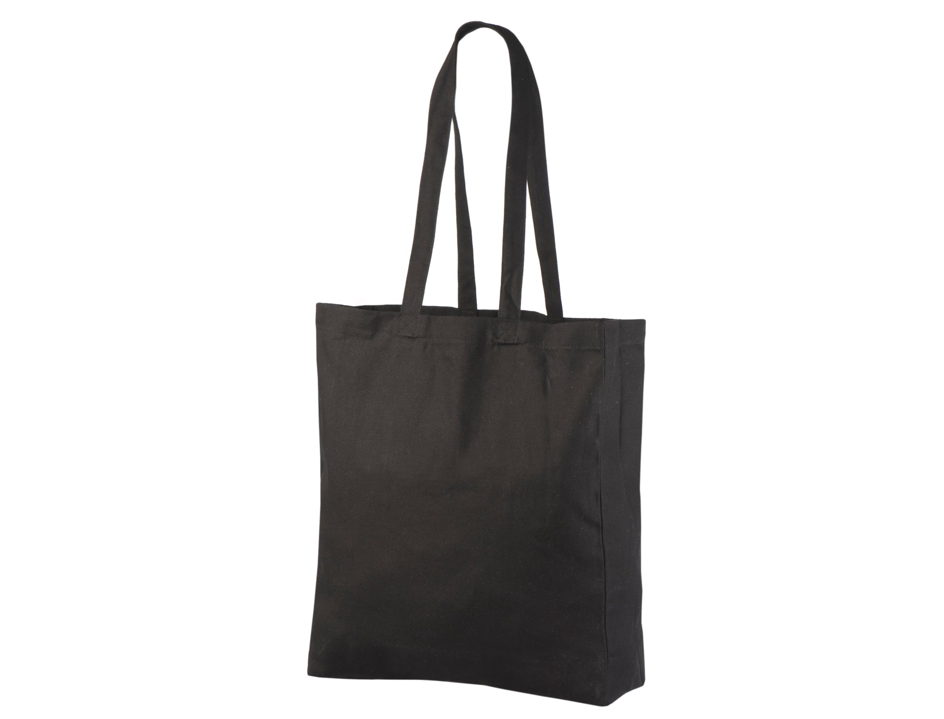 Svart / standard tygkasse med tryck (220 g/m², 38 × 42 cm, sid- och bottenkil)