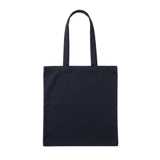 Musta puuvillainen kangaskassi logopainatuksella, 220 g/m², 38 × 42 cm