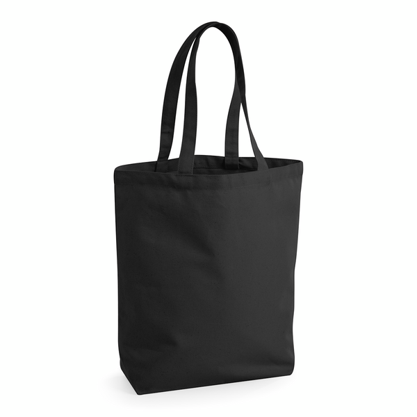 Black Fairtrade Cotton Camden Shopper, 407 g/m² cotton canvas, 28 × 38 × 12 cm, for custom logo print