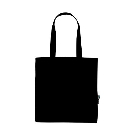 Black lightweight organic cotton tote bag 120 g/m² with custom logo print