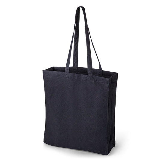 Bolsa de tela negra con fuelles laterales y de fondo, 220 g/m², estampado personalizado - vista frontal