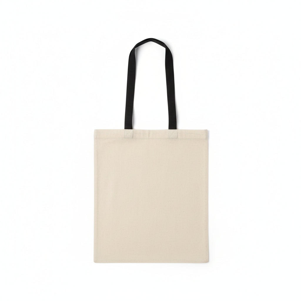 Natural w. Black Handles: Tote Bag with Logo Print (140 g/m², 38×42 cm)