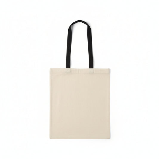 Natural w. Black Handles: Tote Bag with Logo Print (140 g/m², 38×42 cm)
