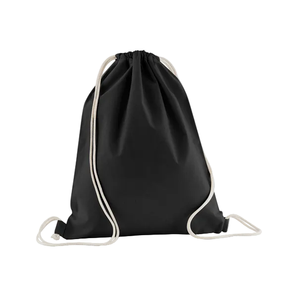 Black organic gymsac 140 g/m² with custom print W160
