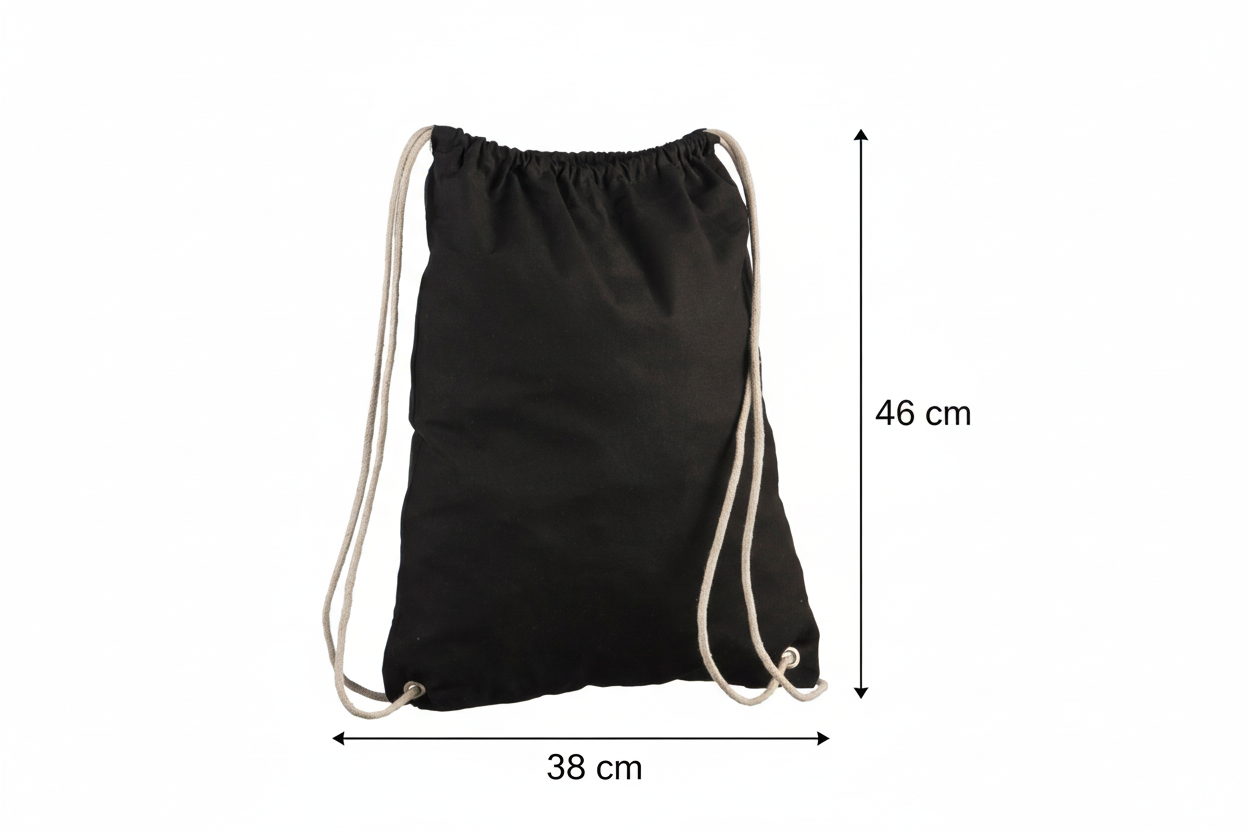 Bomuldspose med ensidigt snoretræk og logotryk (140 g/m²)