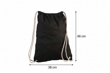 Bomuldspose med ensidigt snoretræk og logotryk (140 g/m²)