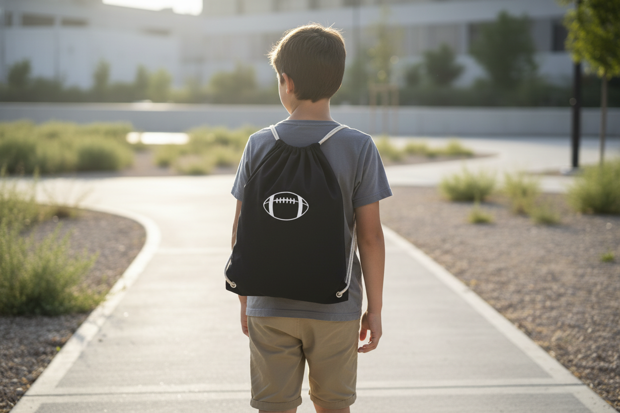 Bomuldspose med ensidigt snoretræk og logotryk (140 g/m²)