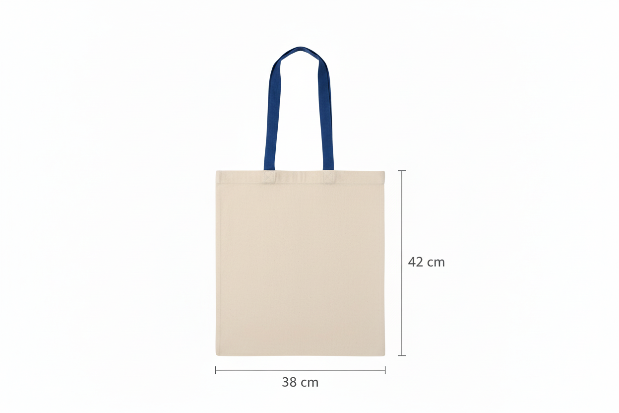 custom printed tote bags with blue handles