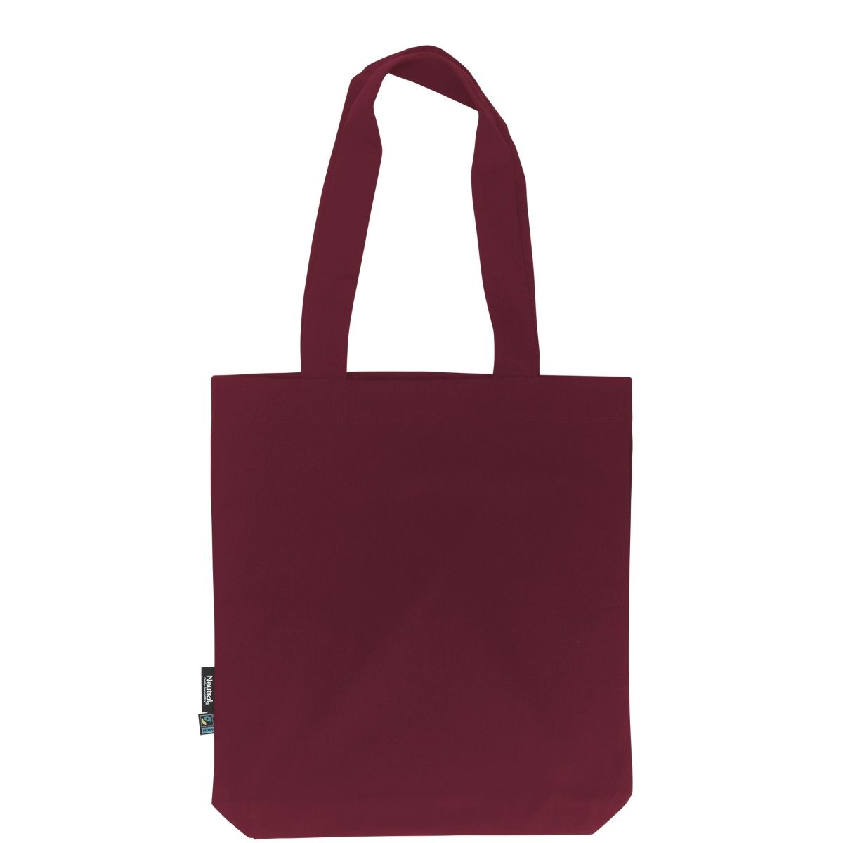Bolsa Rojo Burdeos de twill de algodón orgánico y Fairtrade con estampado de logo