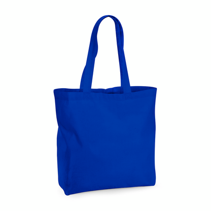 Bright Royal blue organic cotton maxi tote with gusset, 35 x 39 cm, 200 g/m², for custom print