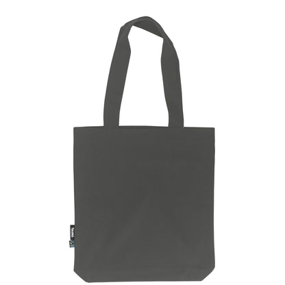 Bolsa Gris Carbón de twill de algodón orgánico y Fairtrade con estampado de logo