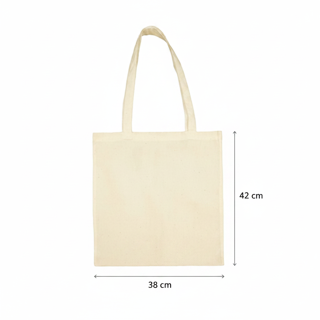 Ecru / natural white Cheap thin cotton tote bag with custom print 100 g m2
