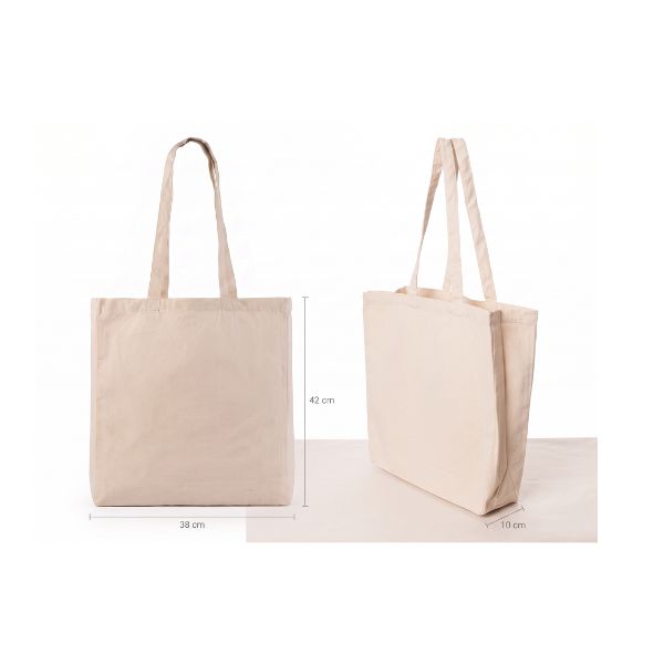 Tote bag personnalisé naturel en coton avec soufflets, 180 g/m² - vue supplémentaire