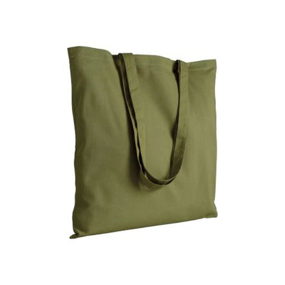Dark green cotton tote bag with long handles and custom logo print, 200 g/m², 38 × 42 cm