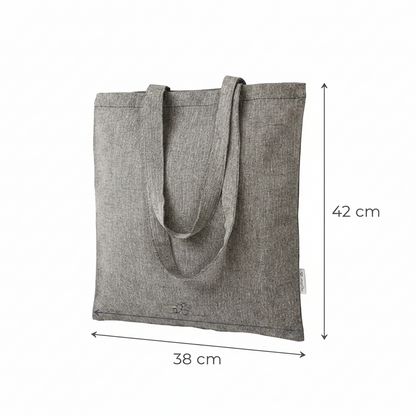 Musta meleerattu kierrätysmateriaalista valmistettu kangaskassi 38 × 42 cm (140 g/m²) – kuva 2