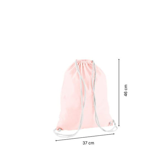 Drawstring cotton gymsac with custom print Pastel Pink