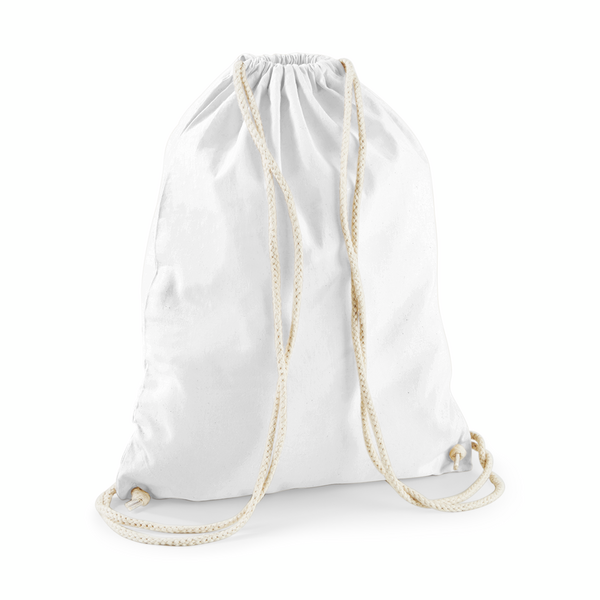 Heavyweight organic cotton tote bag with custom print, 340 g/m², White