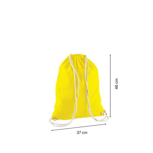 Drawstring cotton gymsac with custom print Yellow