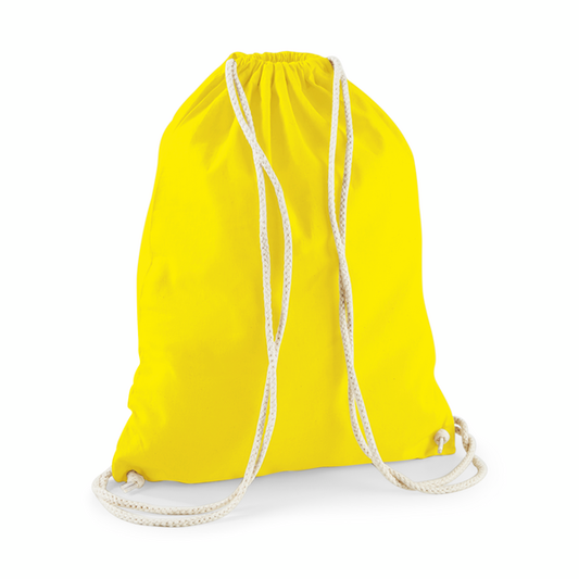 Drawstring Cotton Gymsac with Custom Print - Yellow