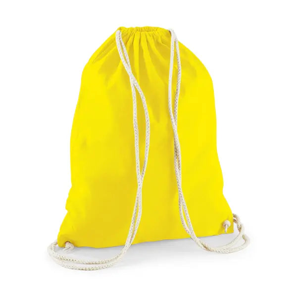 Drawstring Cotton Gymsac with Custom Print - Yellow