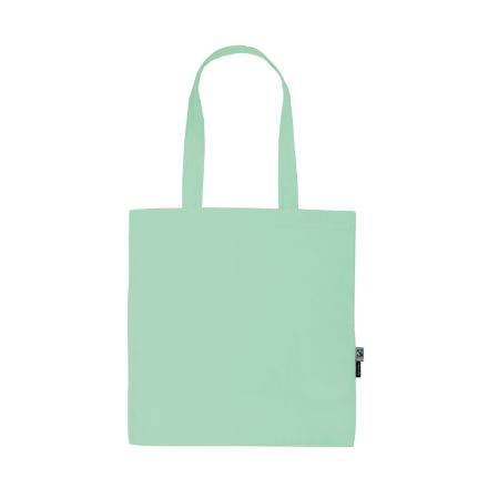 Dusty Mint lightweight organic cotton tote bag 120 g/m² with custom logo print