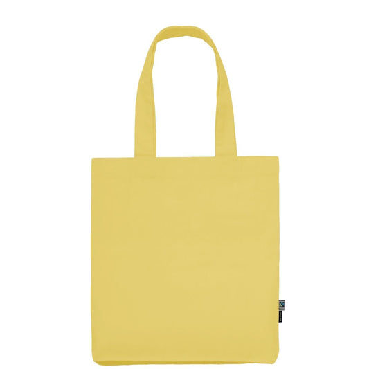 Shopper Giallo Polvere in twill di cotone biologico e Fairtrade con stampa logo