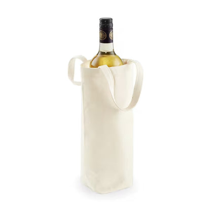 Natural Cotton Wine Bag with Logo Print (407 g/m², 8×27×8 cm)