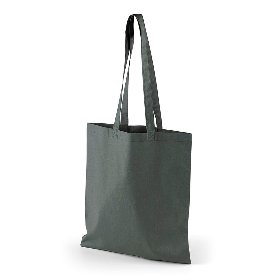 Forest green cotton tote bag with logo print, 140 g/m², 38 × 42 cm