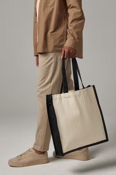 Black Gallery Canvas Tote with Logo Print (407 g/m², 39×42 cm)