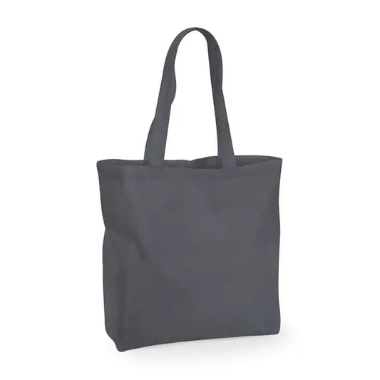 Graphite Grey large gusseted cotton bag 140 g/m² with custom logo print