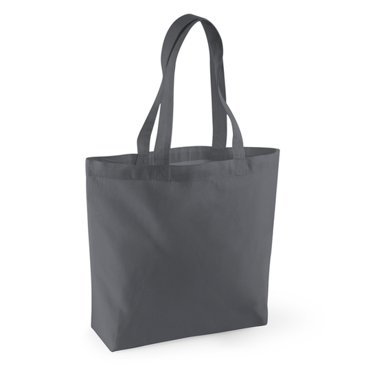 Graphite Grey gusseted organic cotton shopper 170 g/m² with custom logo print