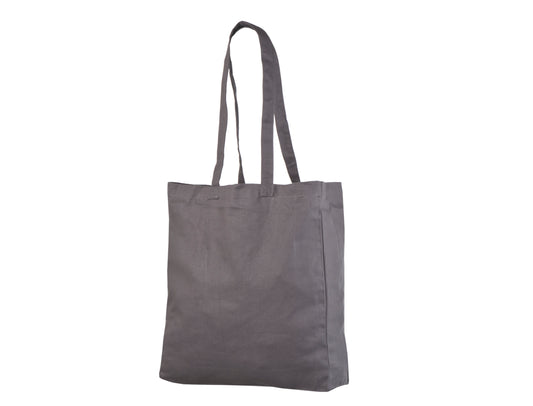 Grey / Standard Cotton Tote Bag with Logo Print (220 g/m², 38×42 cm, Side & Bottom Gussets)