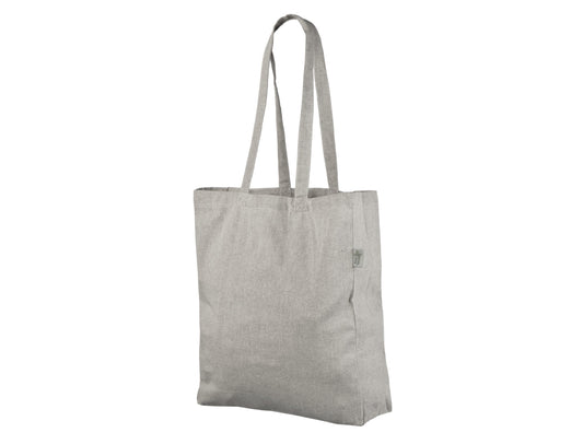 Grey Recycled Cotton Bag with Side + Bottom Gussets 38x42x10x10 cm (140 g/m²)