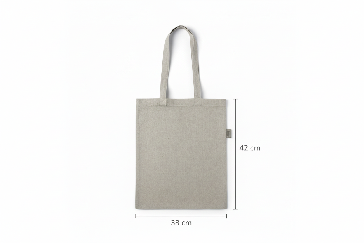 Grey Recycled Cotton Flat Bag 38 x 42 cm (140 g/m²)